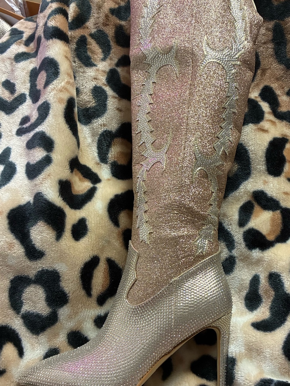 Rhinestone Knee-High Cowgirl Boots